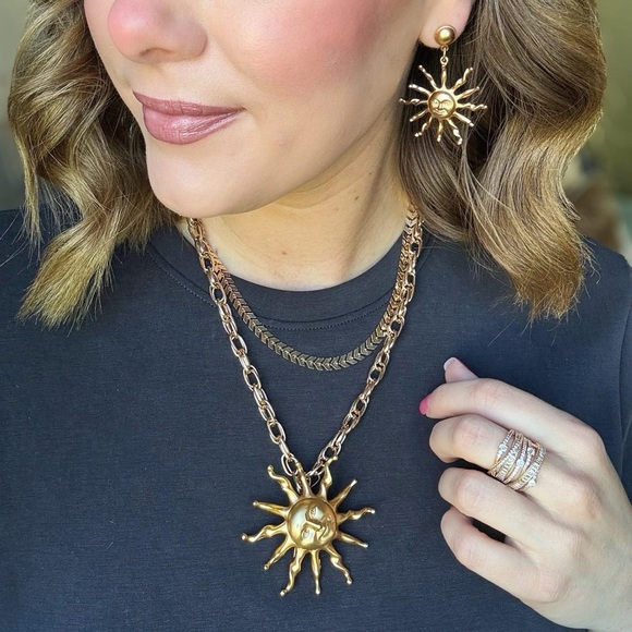 Park Lane ☀️ SUNNY DAYS Earrings Retro Sun Rays Matte Gold Tone NWT - Picture 8 of 10